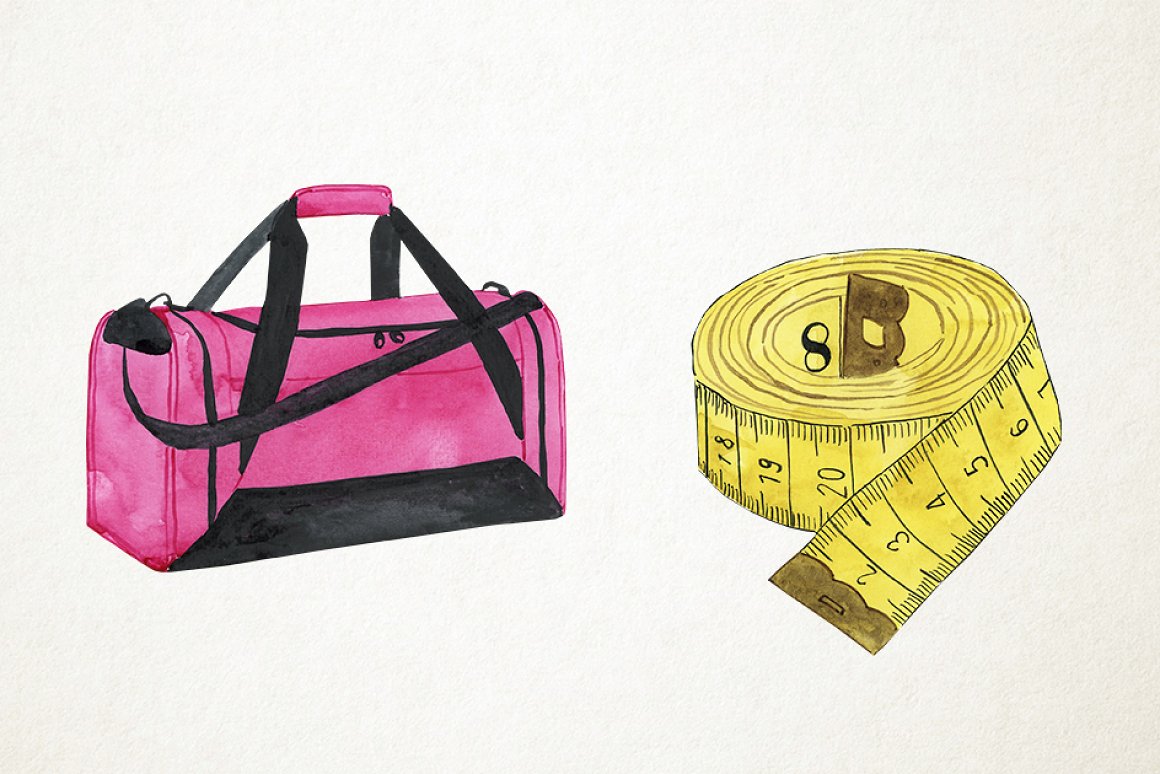 An image of a pink bag and a tape measure.