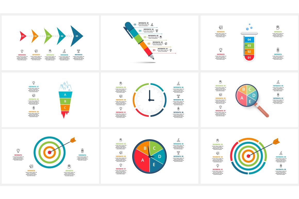 Infographics, which is an image with colored segments.