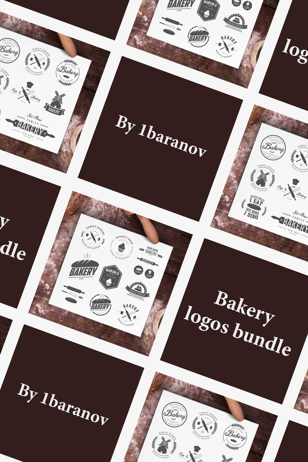 Diagonal Picture of Bakery logos bundle.
