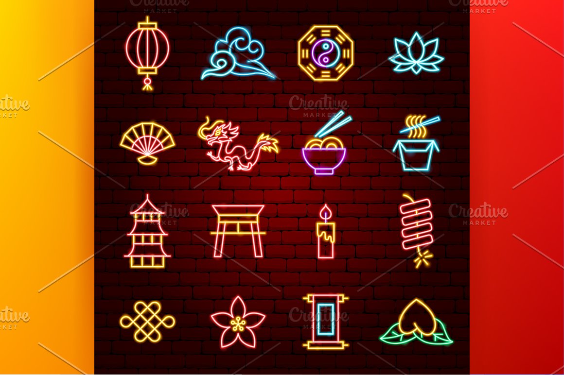 Icons in Chinese style.
