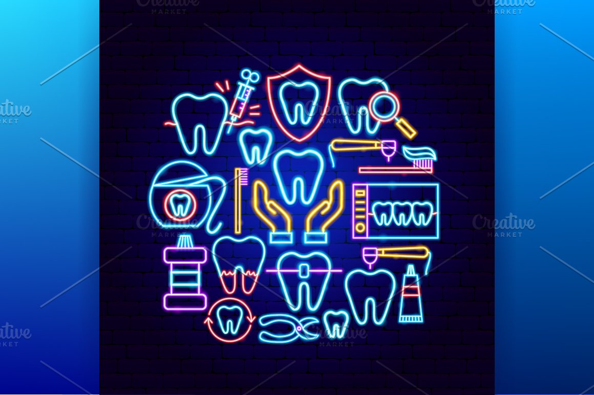 Beautiful icons on the theme of teeth.