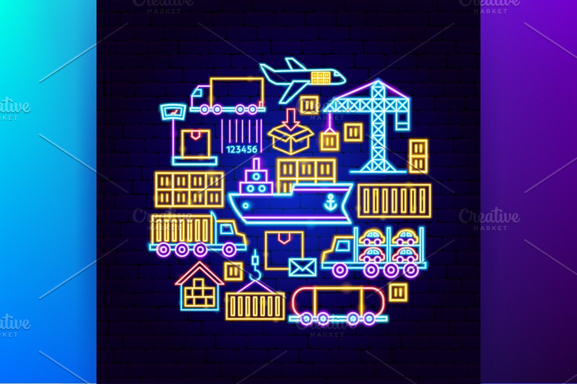 Cool images and icons in a neon style.