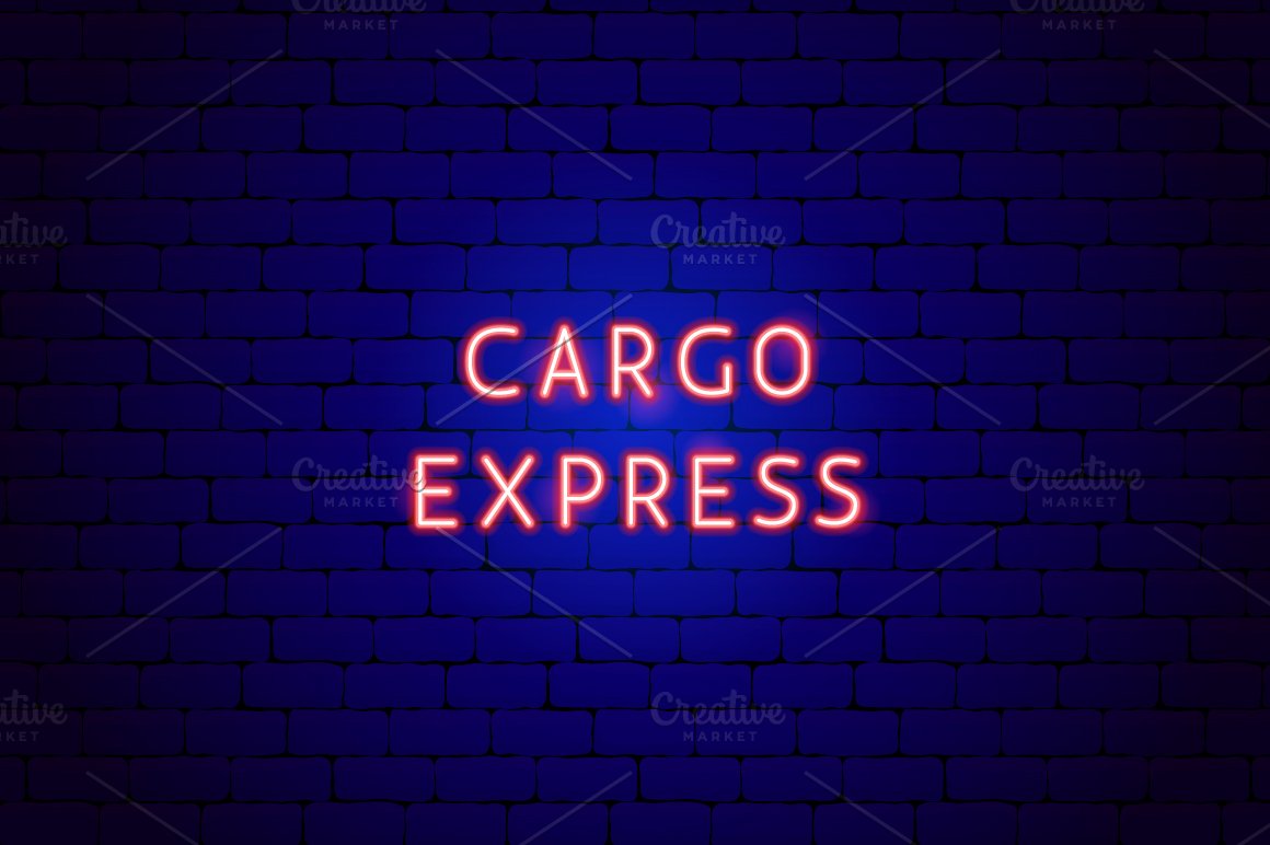 Cargo express inscription in red neon.