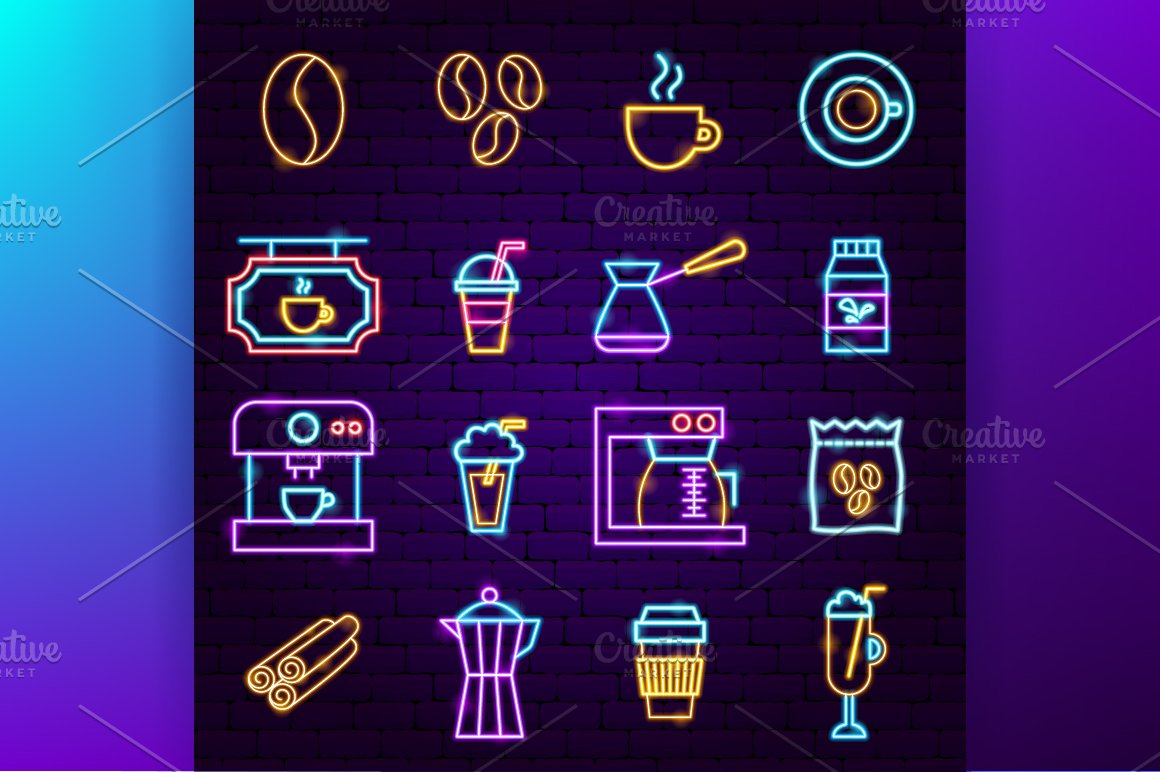 Icons on the theme of coffee.