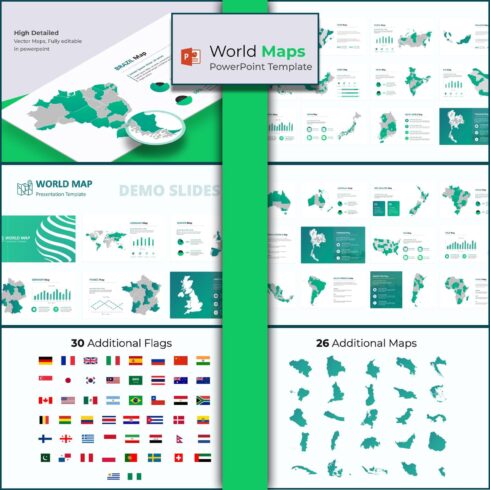 World Map PowerPoint Template cover image.
