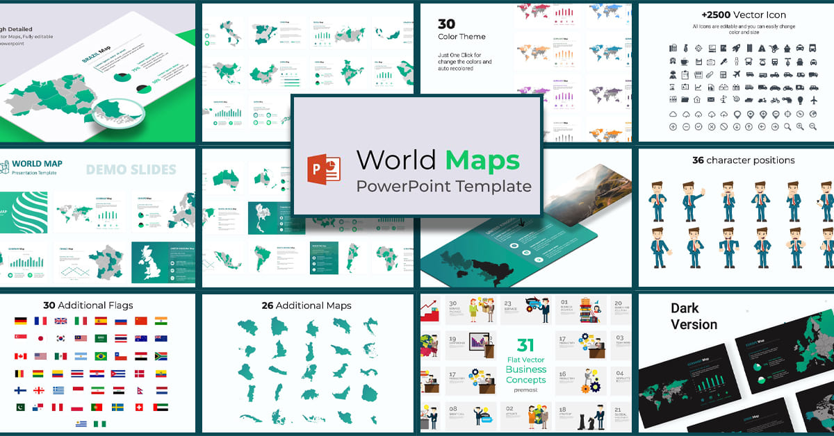 World Map PowerPoint Template facebook image.