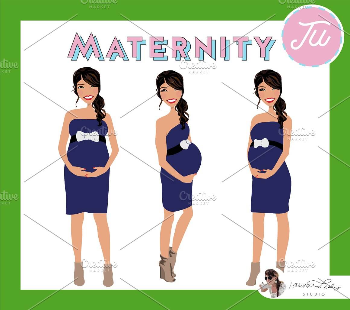 A purple dress for a cheerful pregnant woman who is waiting for the birth of her baby.