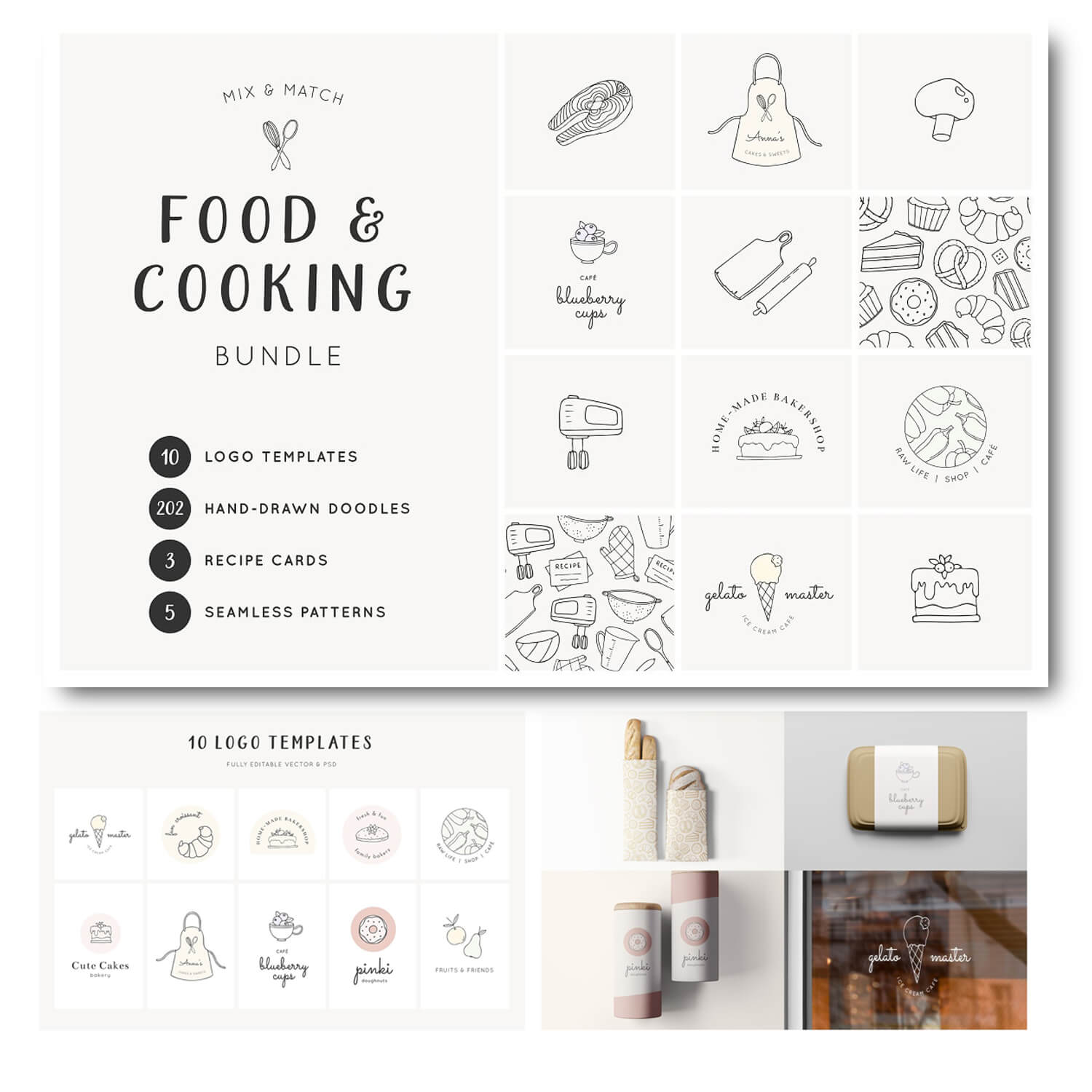 Logo templates of food and cooking.