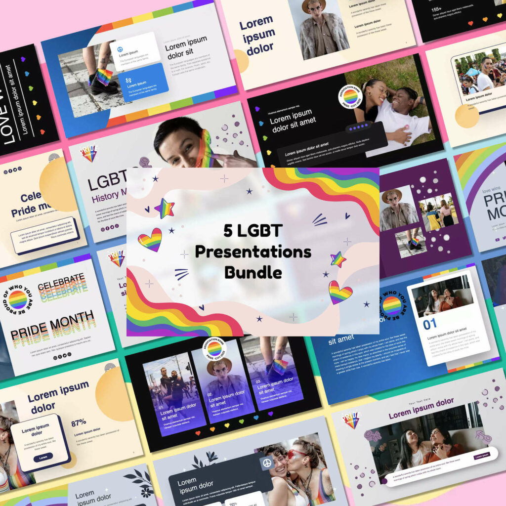 5 LGBT Presentations Bundle 250 Slides, PPTX, KEY, Google Slides