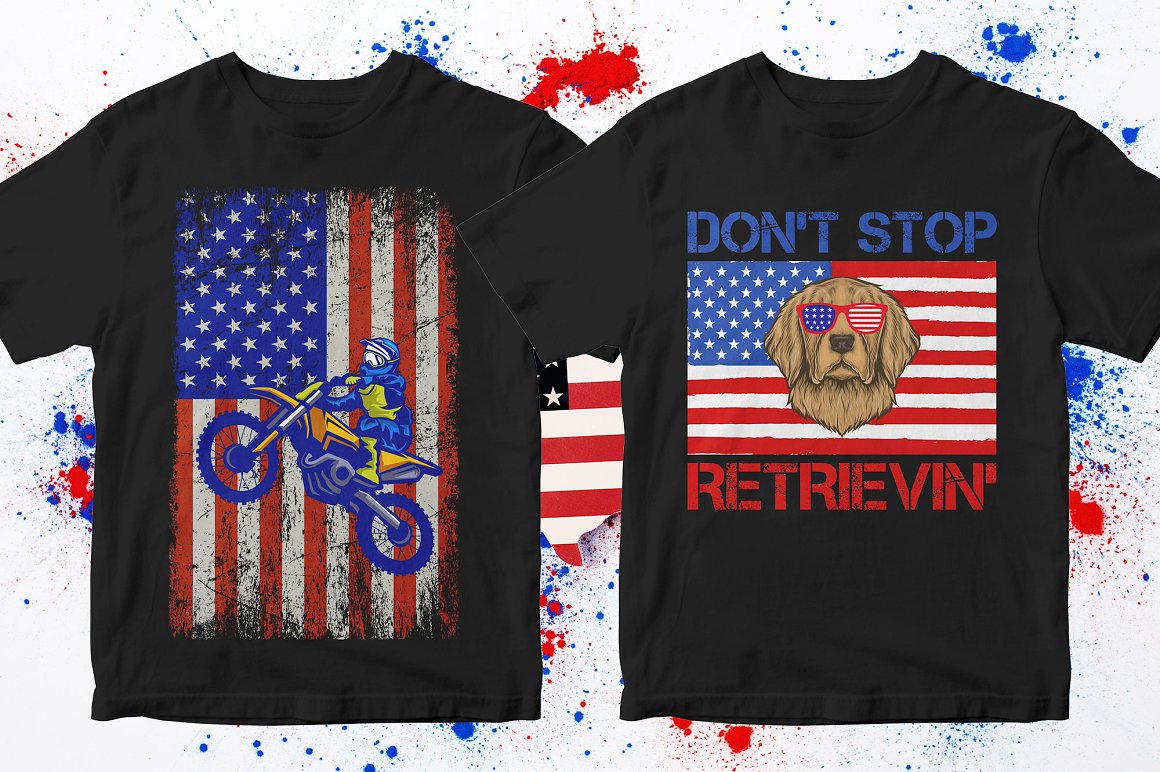 Black t-shirt with patriotic pictures.