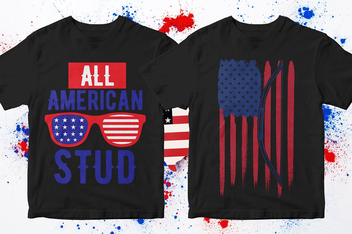T-shirts with glasses and flags and more.