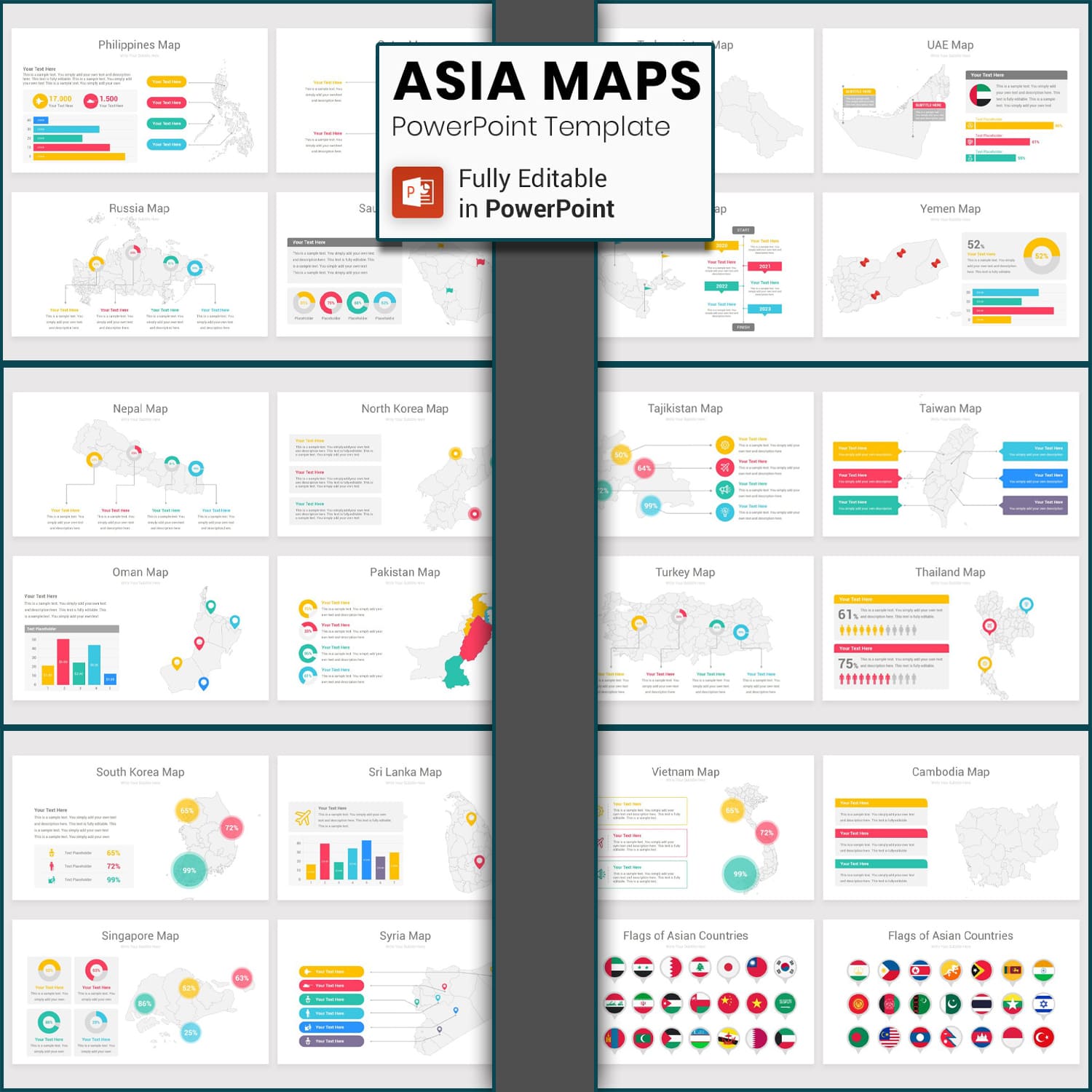 asia maps powerpoint template.