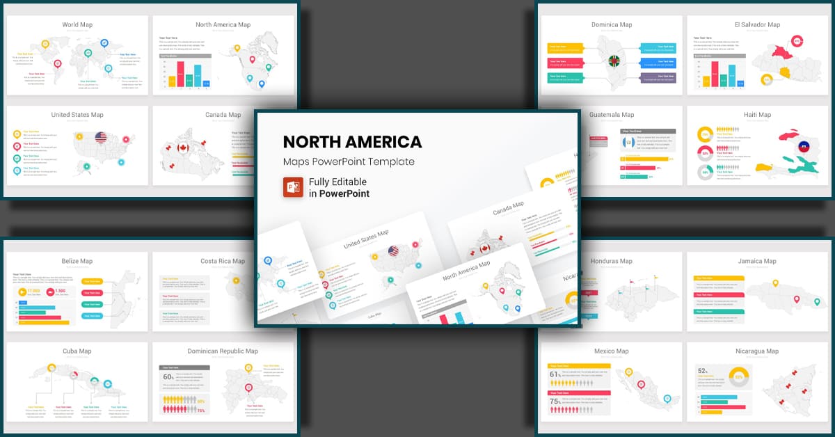 North America Maps PowerPoint Template facebook image.
