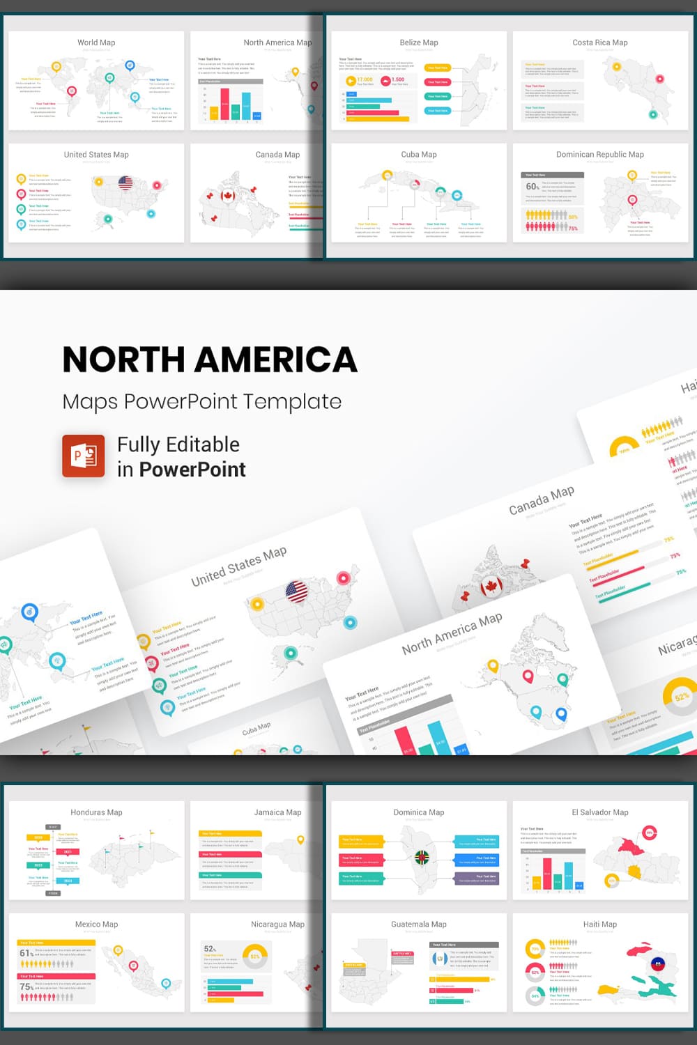 North America Maps PowerPoint Template pinterest image.