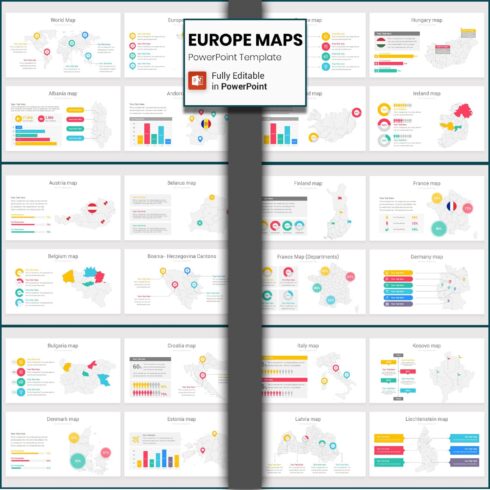 Europe Maps PowerPoint Template cover image.