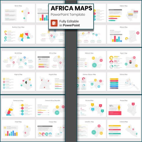 Africa Maps PowerPoint Template cover image.