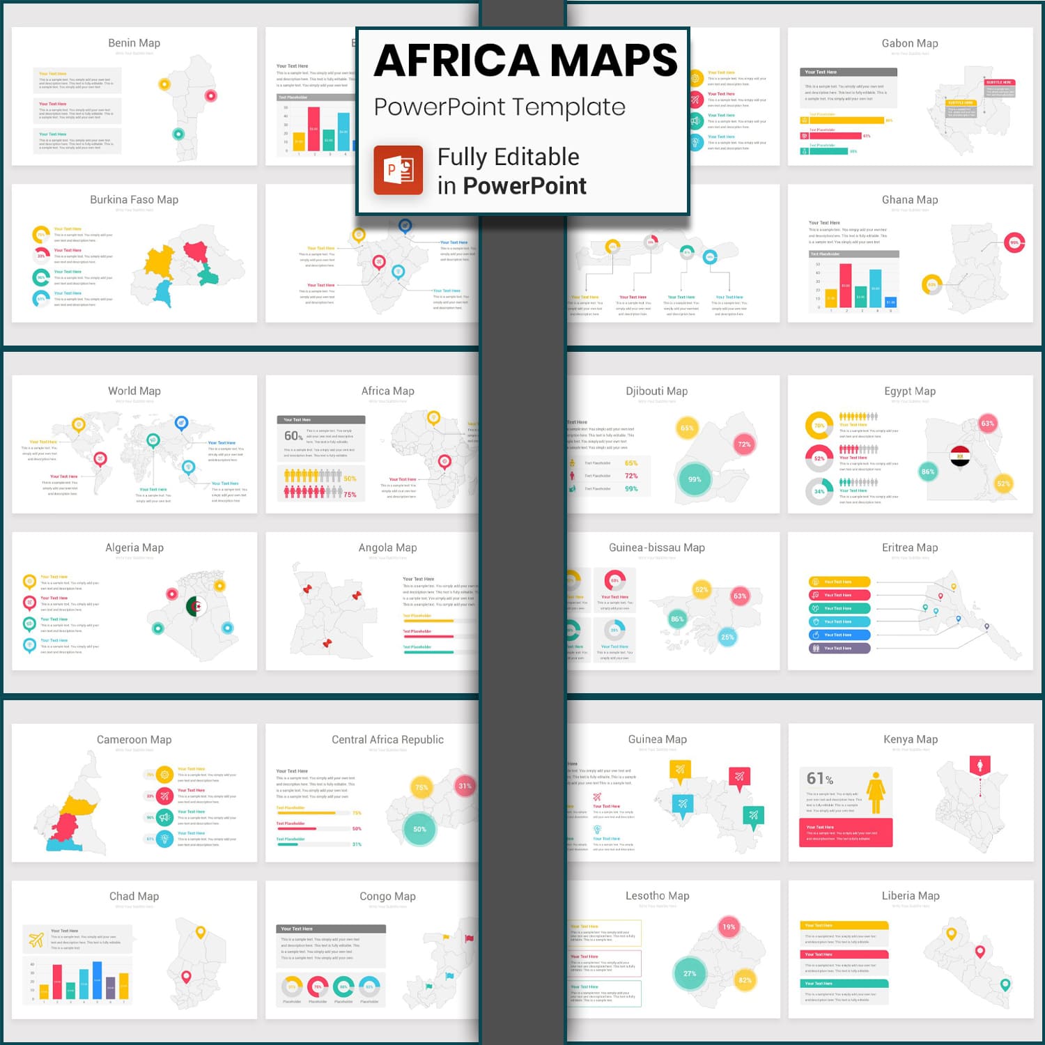 Africa Maps PowerPoint Template cover image.