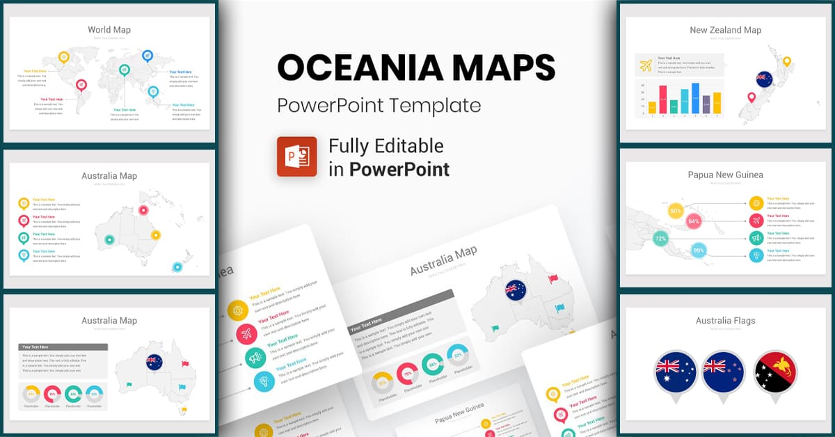 Oceania Maps PowerPoint Template facebook image.