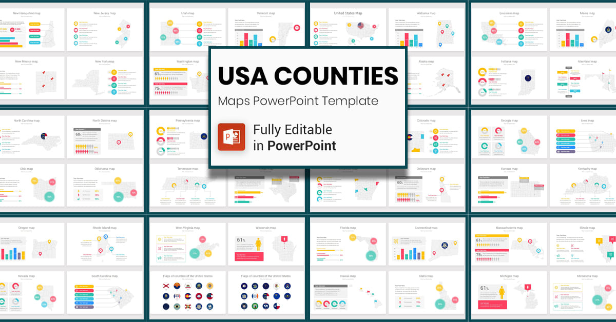 USA Counties Maps PowerPoint Template facebook image.
