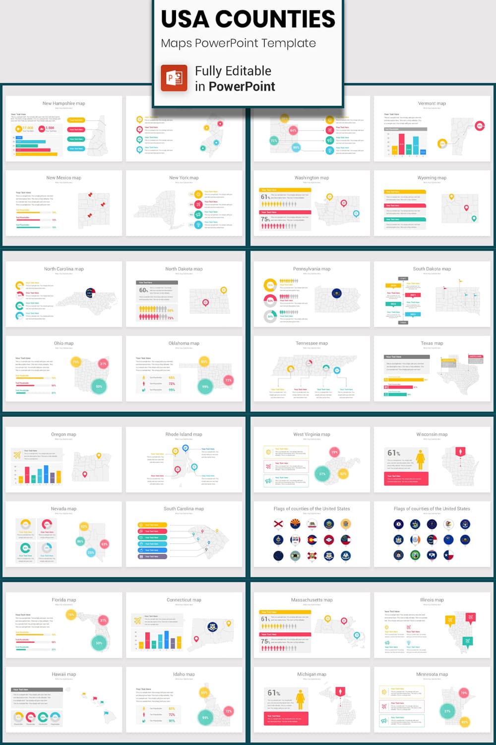 USA Counties Maps PowerPoint Template pinterest image.