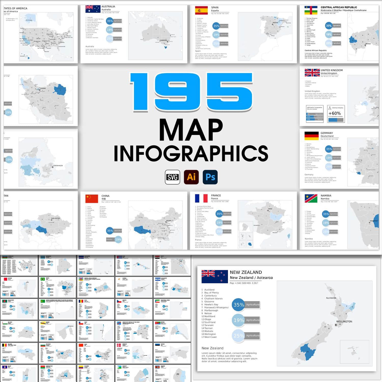 195 map infographics.