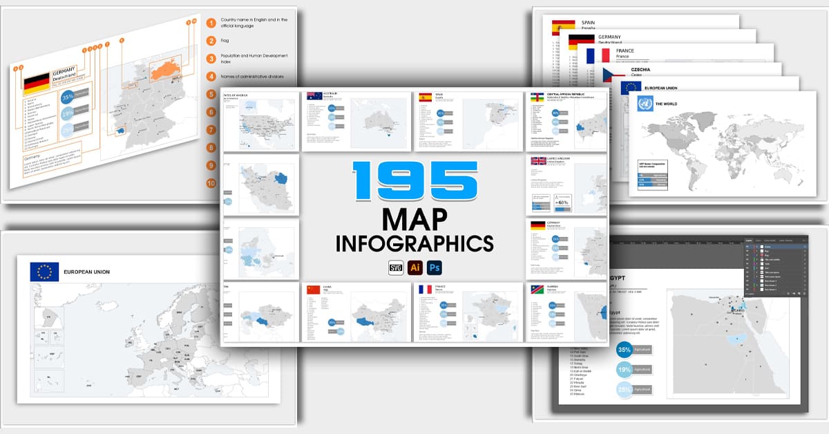 195 Map Infographics facebook image.