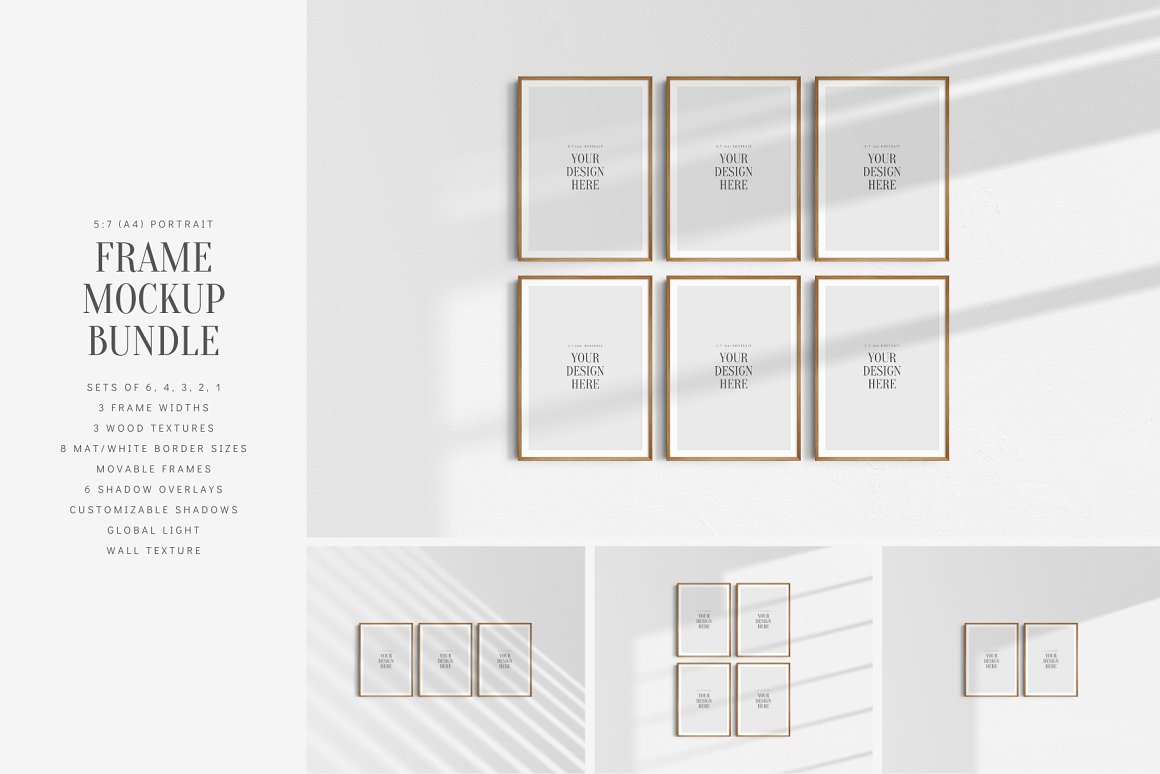 Black Picture Frame with Shadows Mockup - Mockup World