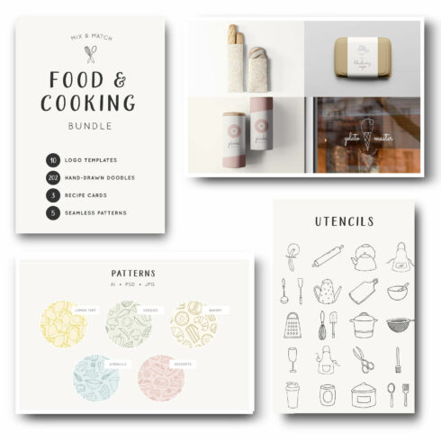 Utencils of food and cooking bundle.