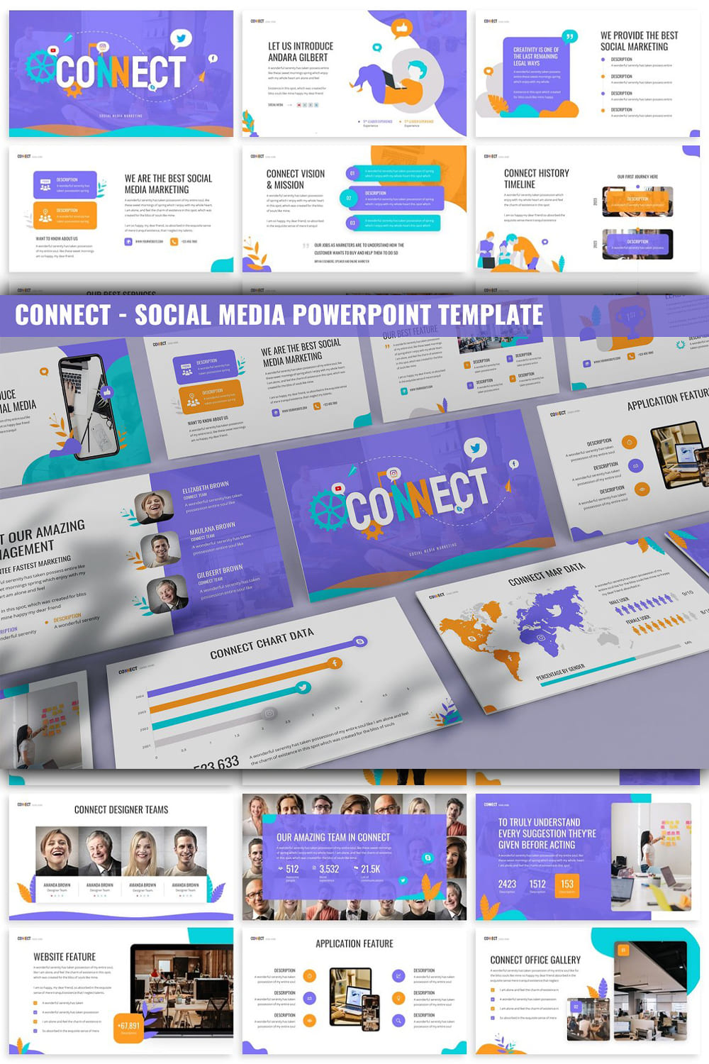 Connect - Social Media PowerPoint pinterest image.