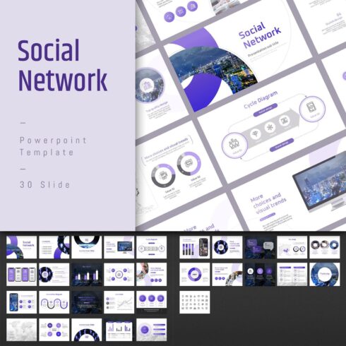 Social Network PPT Template cover image.