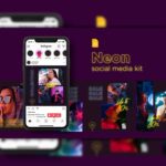 Neon Social Media Kit Google Slides cover image.