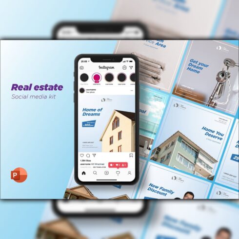 Real Estate Social Media Kit PPTX cover image.