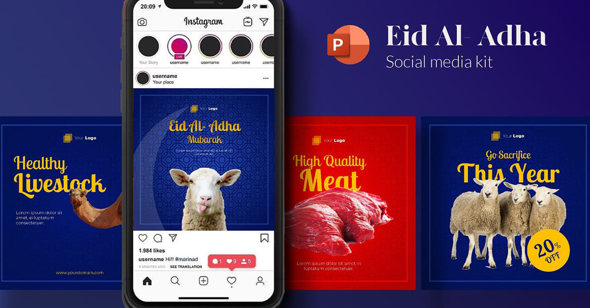 Eid Mubarak Social Media Kit - PPTX facebook image.