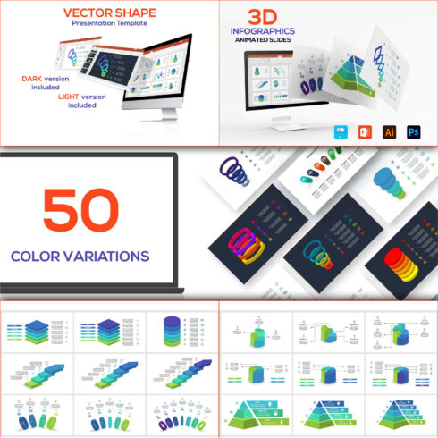Prints of 3d animated infographics.