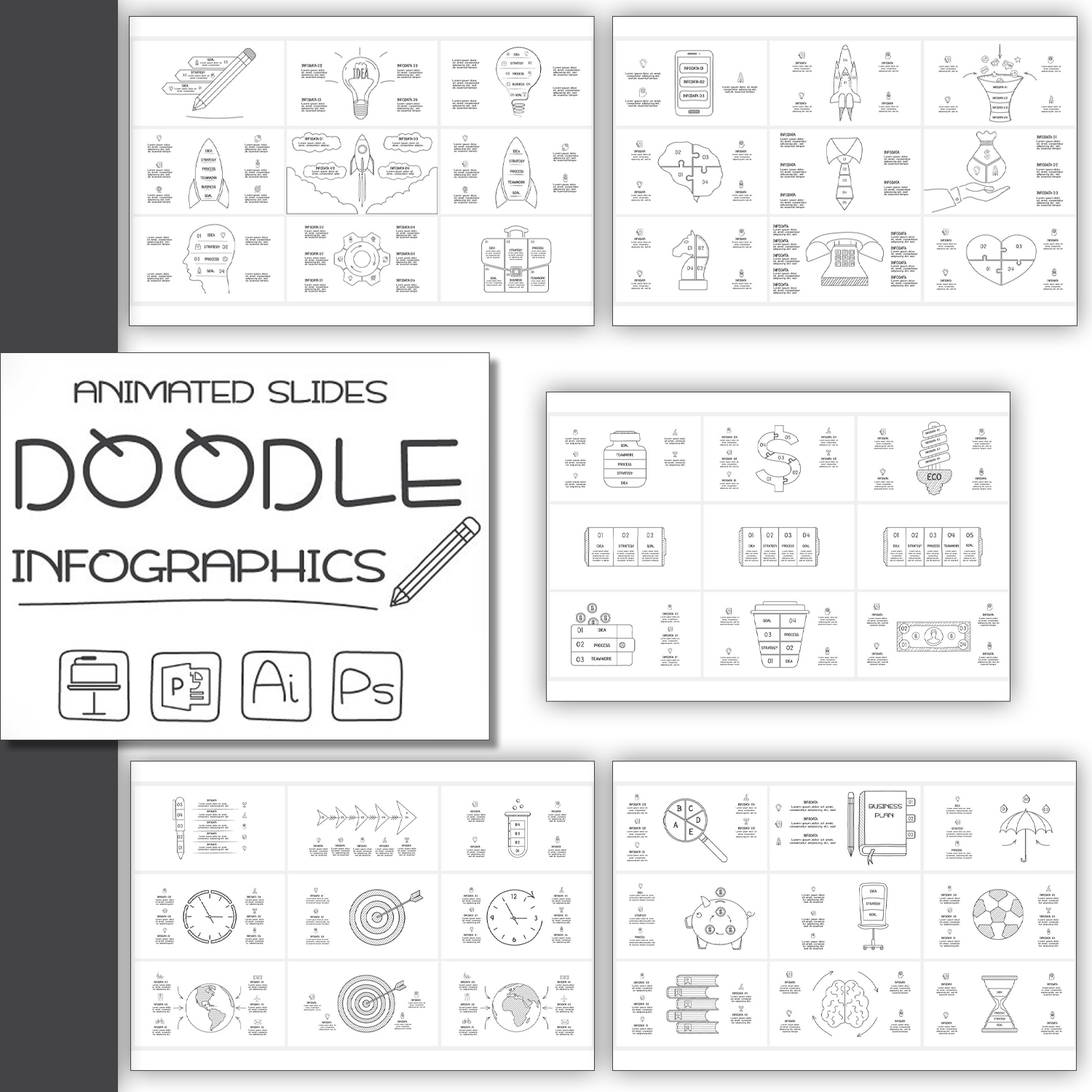 Doodle animated infographics preview.