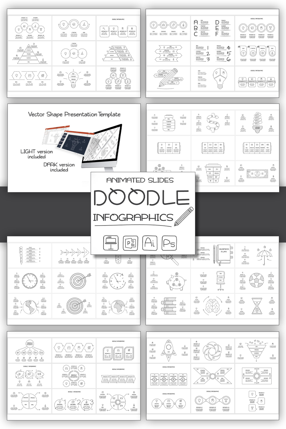 Doodle animated infographics of pinterest.