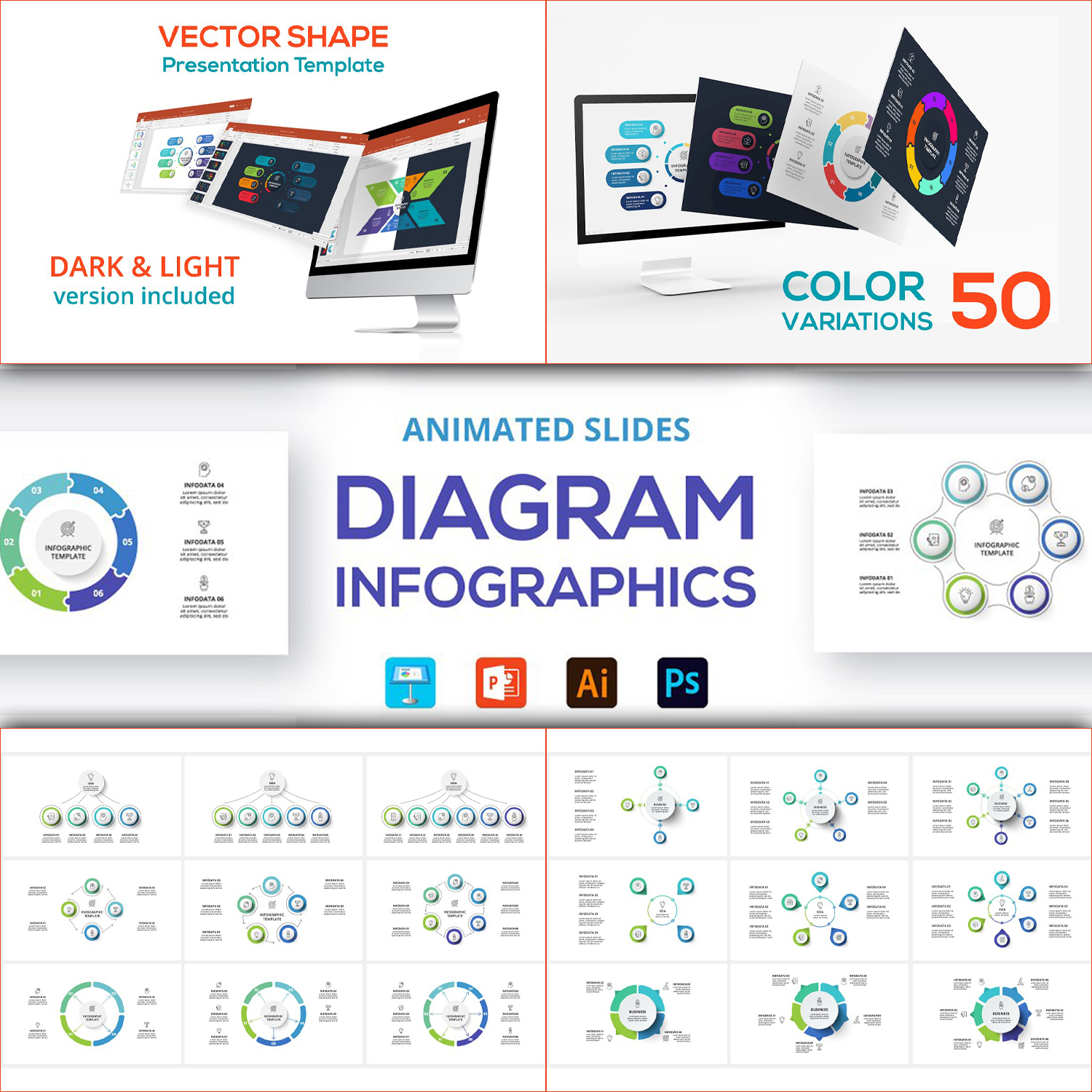 Diagrams animated infographics preview.