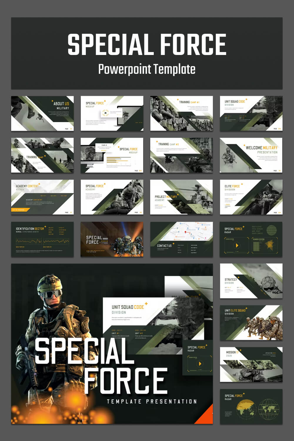 Slides about military powerpoint template.