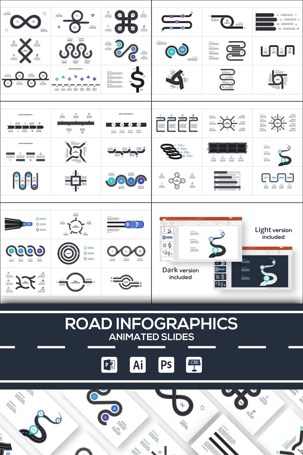 Road animated infographics of pinterest.