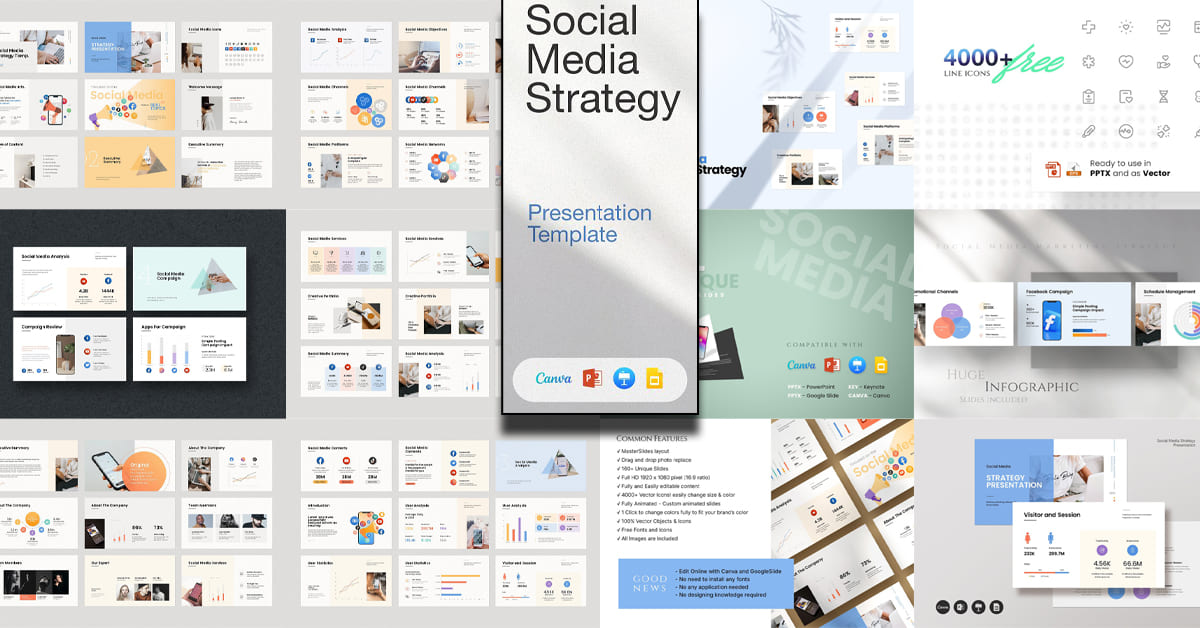 Social Media Strategy Template facebook image.