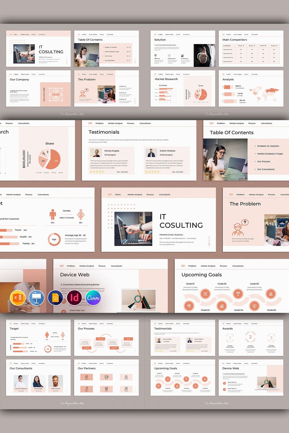 IT Consulting Presentation Template pinterest image.