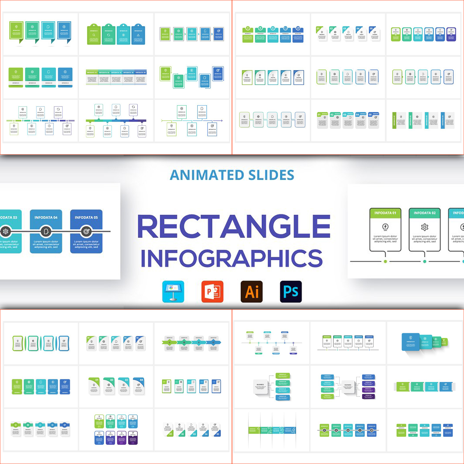 Rectangles animated infographics preview.