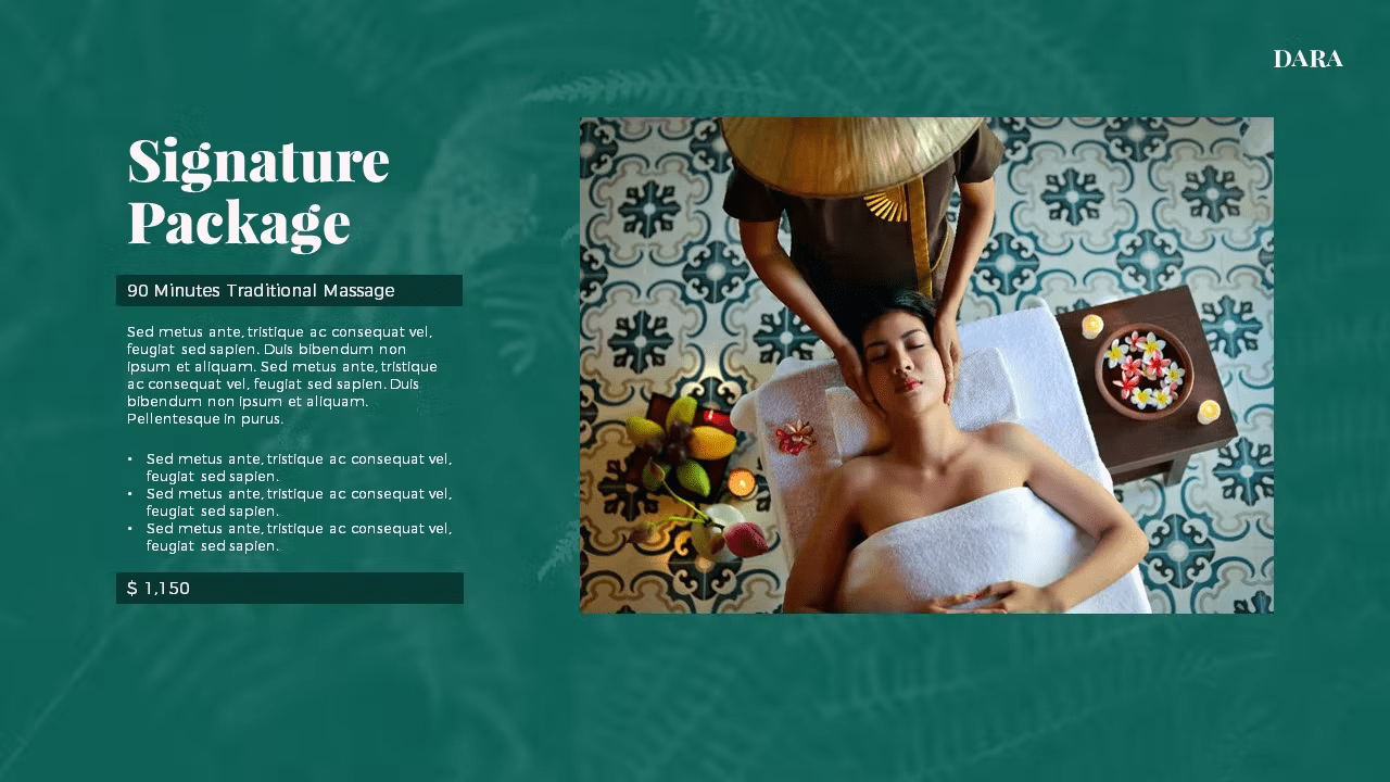 A slide with a picture of a massage.