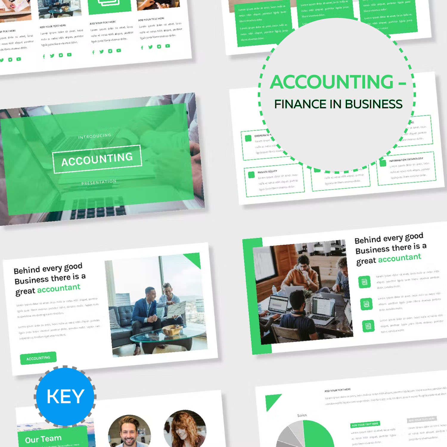Prints of accounting finance in business keynote.