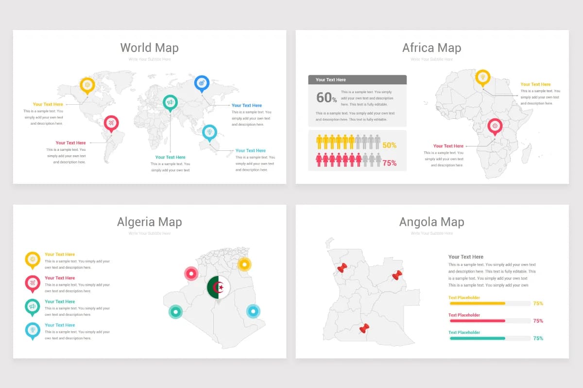 africa maps powerpoint, world, africa, algeria, angola maps.
