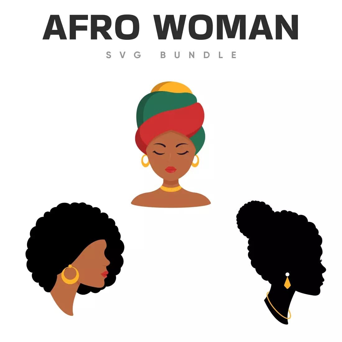 Afro Woman SVG Bundle Preview 1.