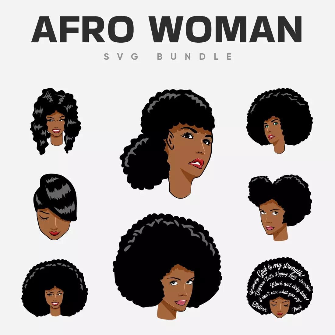 Afro Woman SVG Bundle Preview 3.