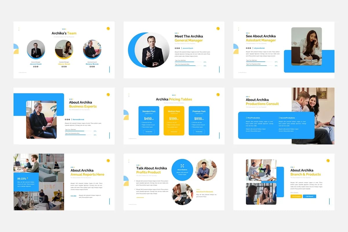 archika business presentation pages.