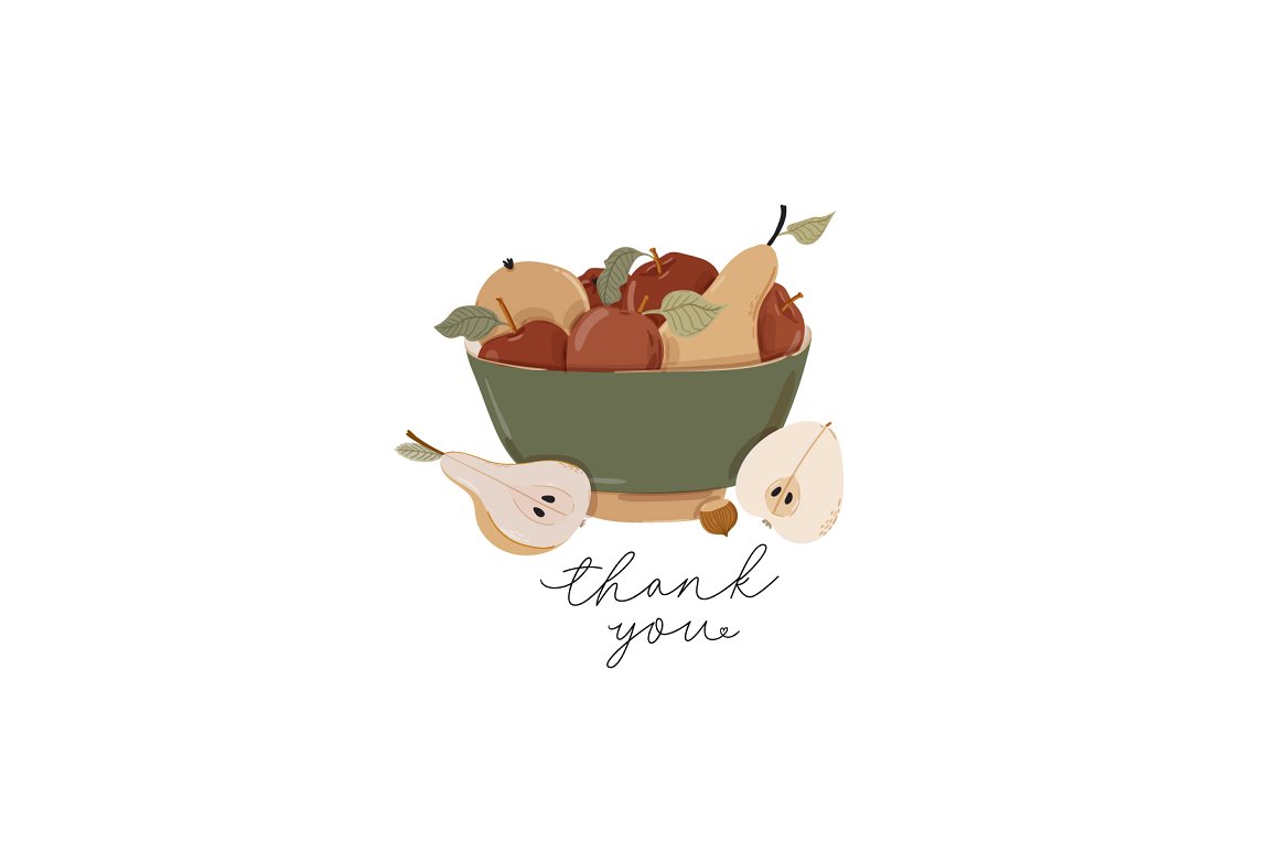 Thank you with a bowl of fruit.