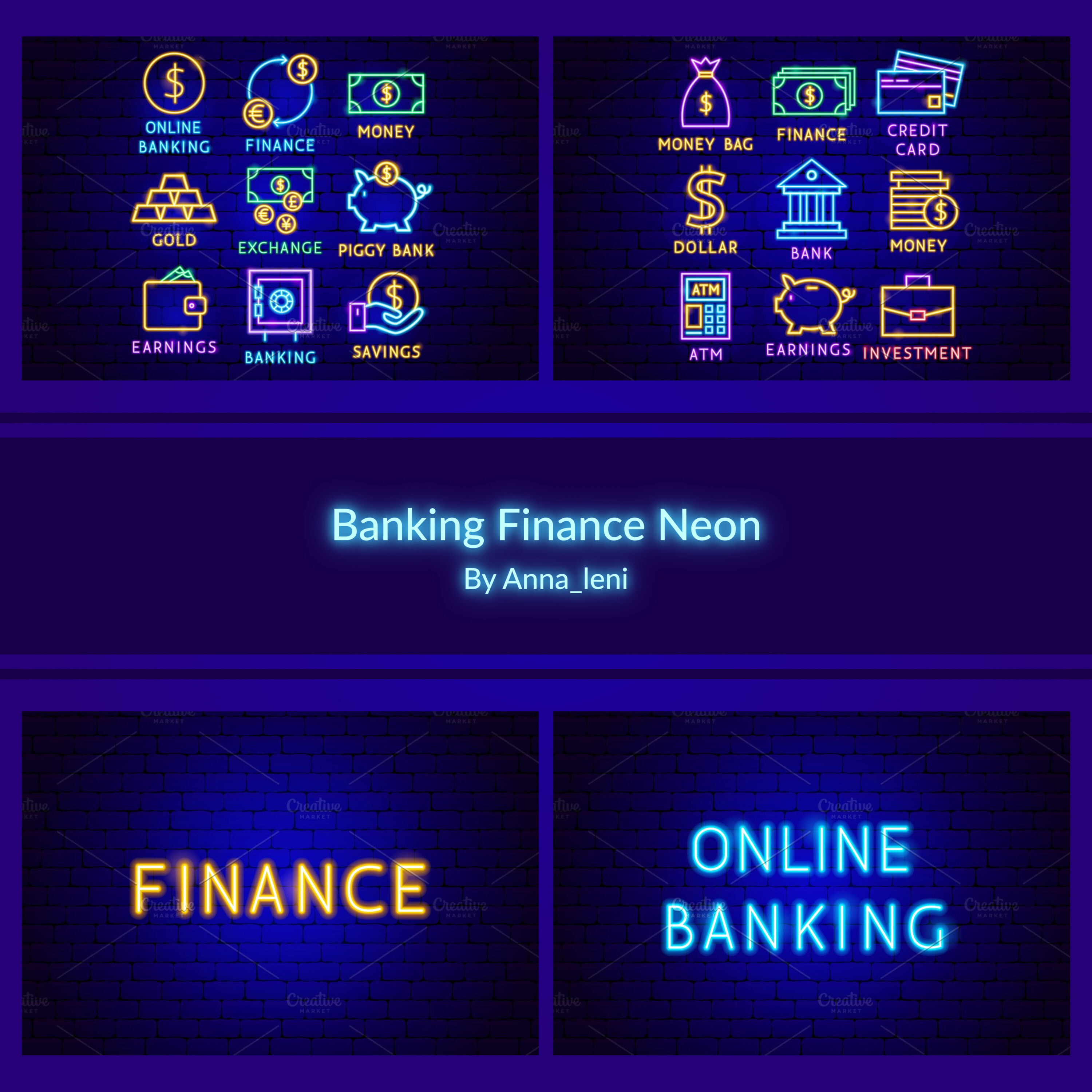 Prints of banking finance neon.